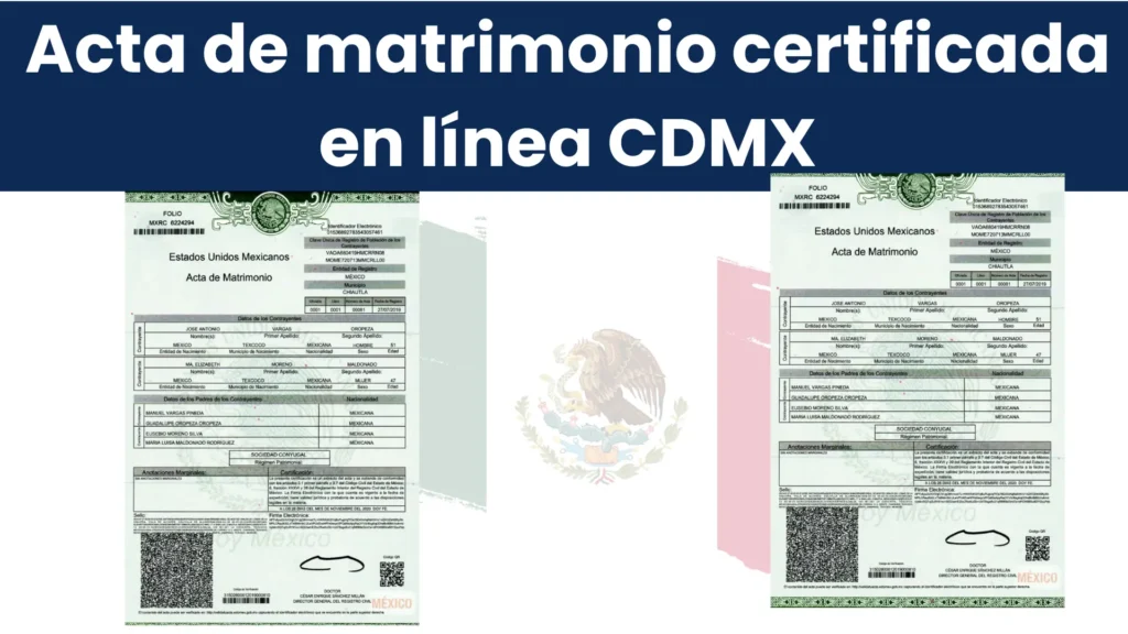 Acta de matrimonio certificada en línea CDMX — qué significa "certificada"