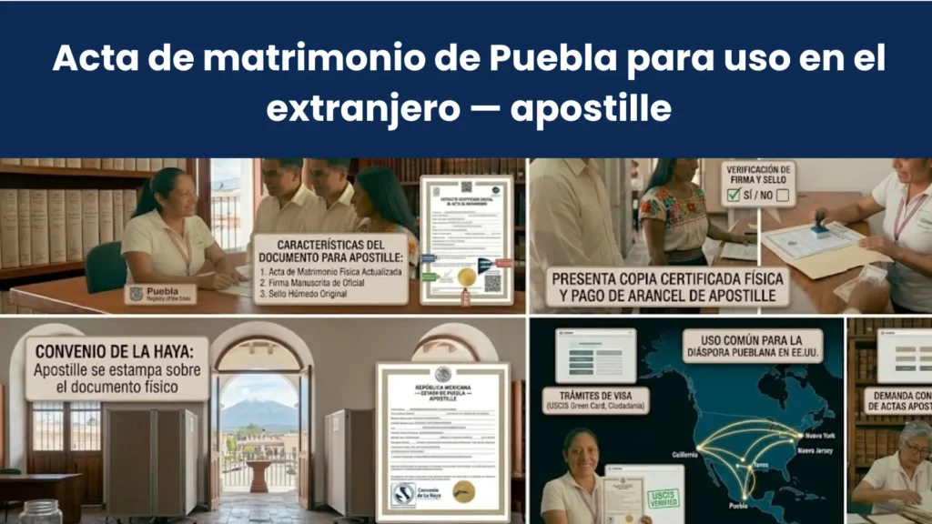 Acta de matrimonio de Puebla para uso en el extranjero — apostille