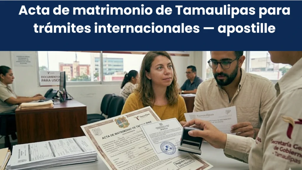 Acta de matrimonio de Tamaulipas para trámites internacionales — apostille