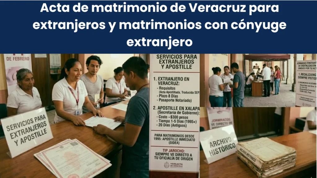 Acta de matrimonio de Veracruz para extranjeros y matrimonios con cónyuge extranjero