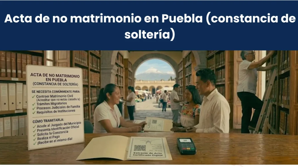Acta de no matrimonio en Puebla (constancia de soltería)