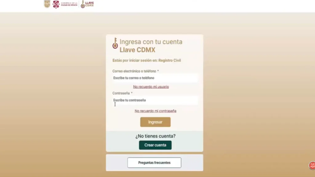Paso 2:Inicia sesión con tu Llave CDMX Haz clic en "Iniciar sesión" e ingresa tu usuario y contraseña de Llave CDMX.