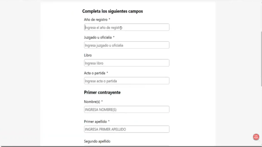 Paso 4:Ingresa los datos registrales El sistema te pedirá: