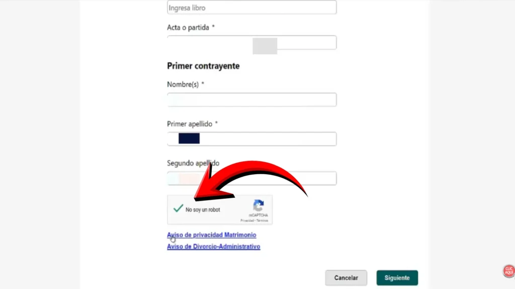 Paso 6:Confirma que no eres robot Marca la casilla "No soy un robot" y haz clic en "Siguiente".