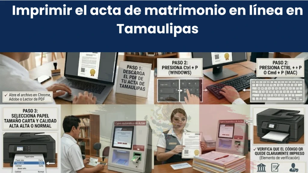 Imprimir el acta de matrimonio en línea en Tamaulipas