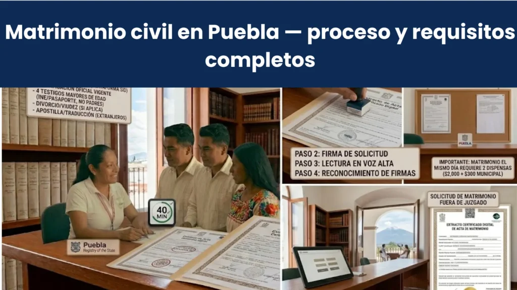 Matrimonio civil en Puebla — proceso y requisitos completos