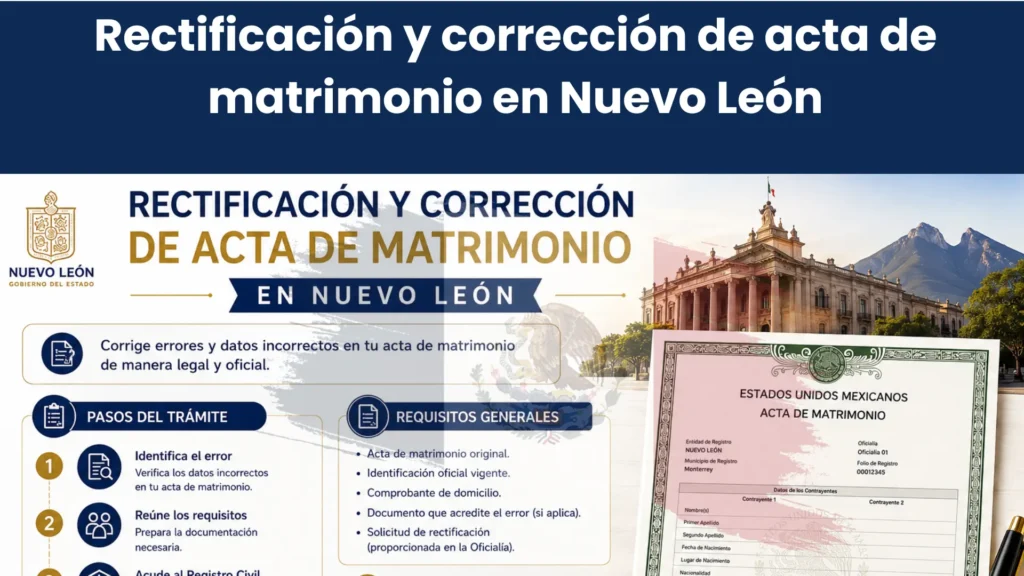 Rectificación y corrección de acta de matrimonio en Nuevo León