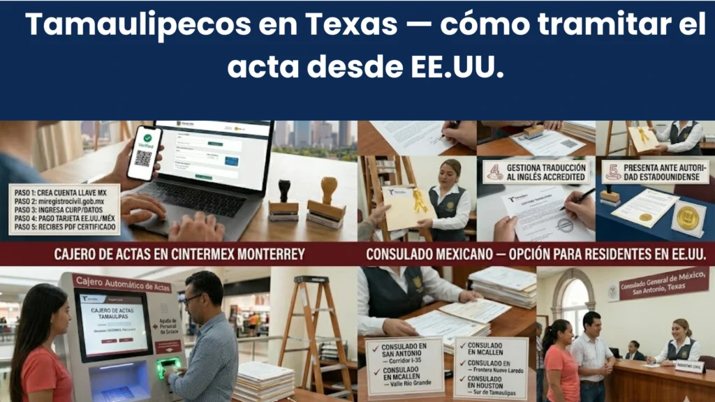 Tamaulipecos en Texas — cómo tramitar el acta desde EE.UU.