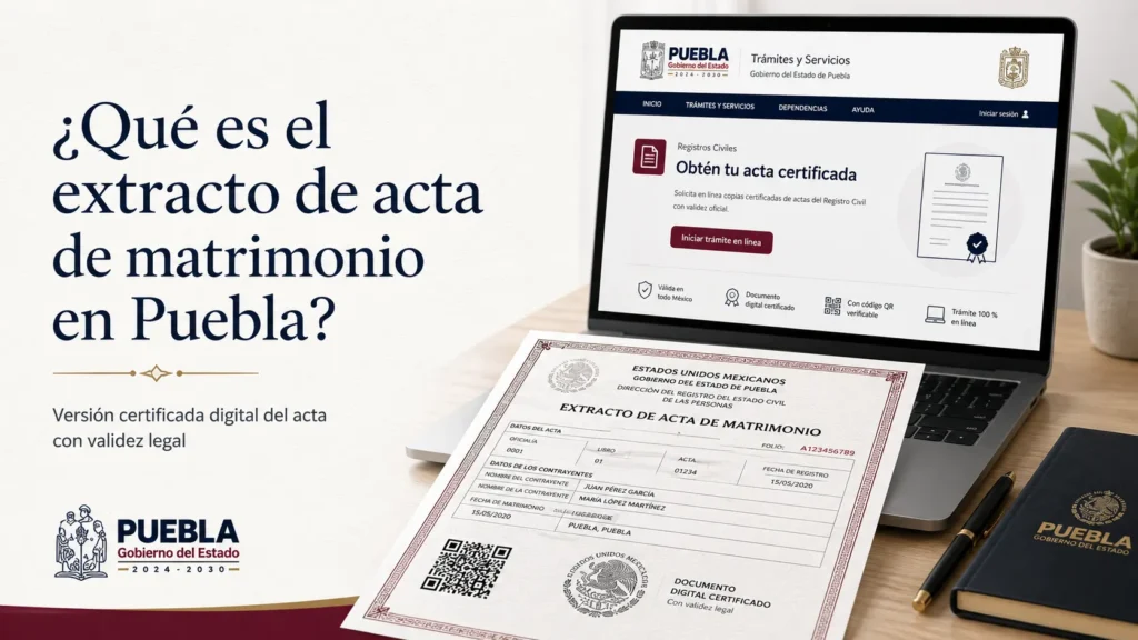 ¿Qué es el extracto de acta de matrimonio en Puebla?